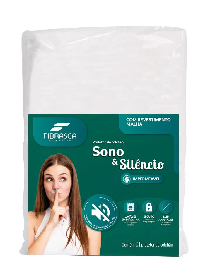 Capa Protetora de Colchão Sono e SILÊNCIO Impermeável King 193x203cm | Branco