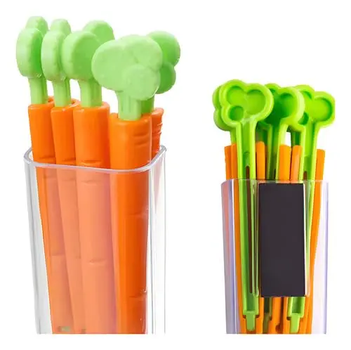 Kit 5 Prendedores de Embalagem Formato Cenoura com Suporte Magnético Lacre Universal Veda Saco Alimentos Prendedor Clipe Prendedor Veda Fecha Pacote