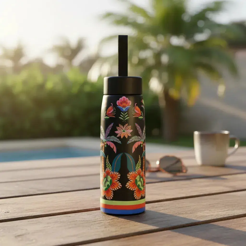 Garrafa Térmica Farm Que Sede 500ml Preto / Jardim Tropical - 1