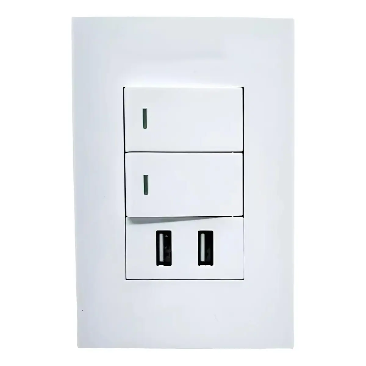 Interruptor de Parede com USB Duplo Bivolt 110/220V + Tomada 3 Pinos OU Duplo Interruptor com 2 USB Carregador Embutido Moderno Residencial PREMIUM (2 Interruptores)