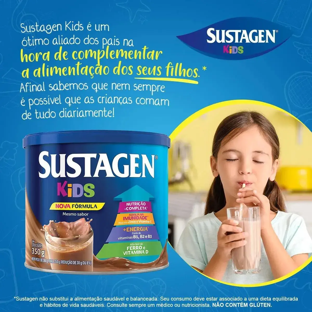 Complemento Alimentar Sustagen Kids Chocolate 350g Lata thumbnail 2