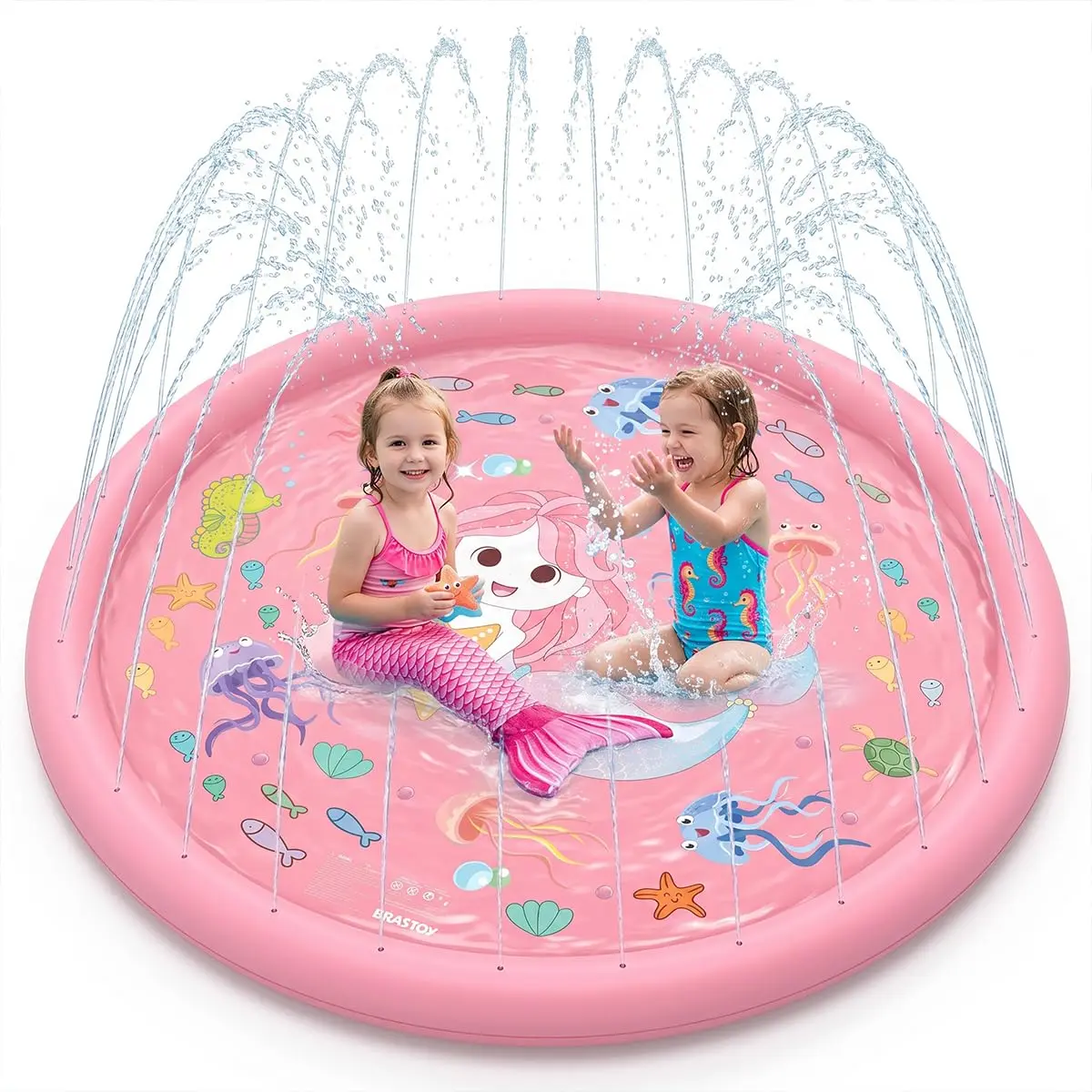 Piscina Infantil Inflável Splash Sprinkler Pad 170cm (Rosa) | Tapete de Água com Aspersão, para Crianças Ao Ar Livre