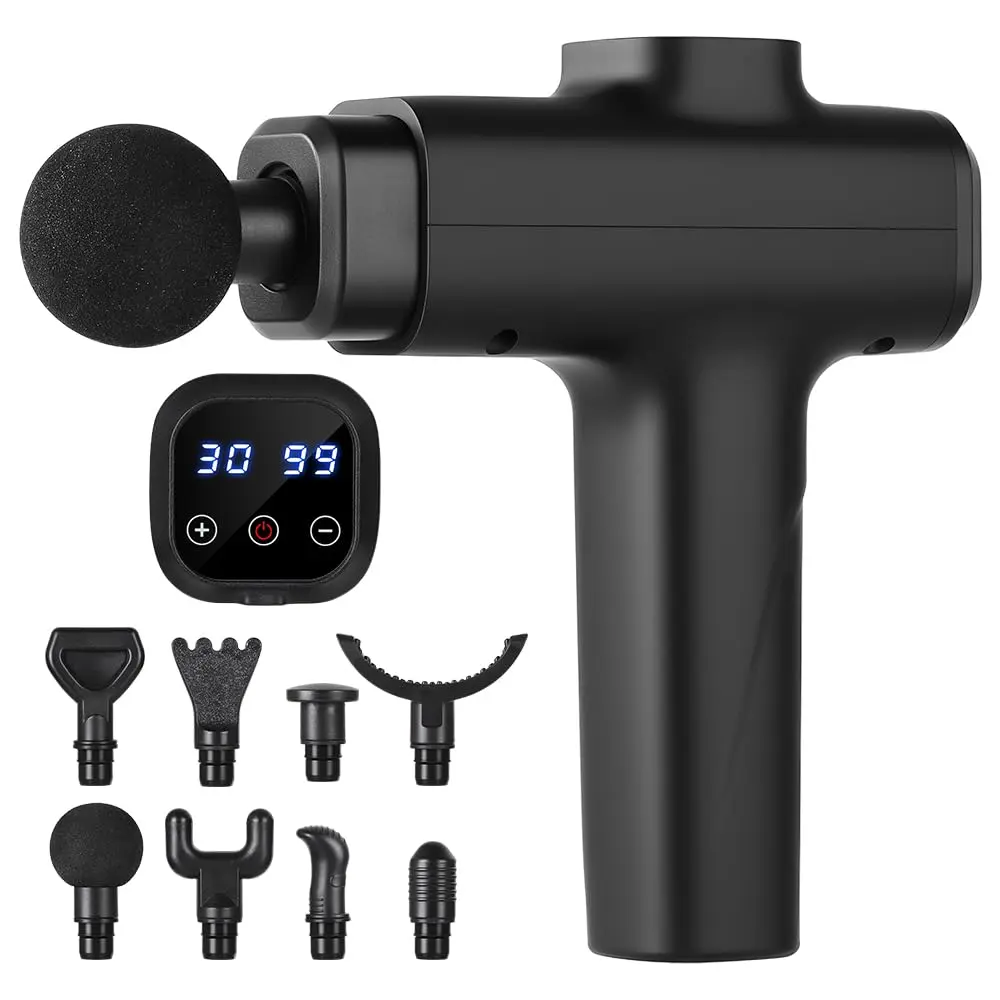 YARUIKE Massageador Muscular 30 Velocidades, 8 Cabeças, Motor Silencioso | Massageador Muscular Profundo com 35dB Silencioso, Design Ergonômico para Costas, Pernas, Casa, Escritório e Pós-Treino