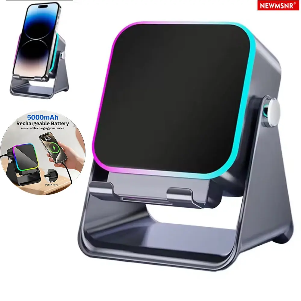 (Atualizado) Caixa de Som Sem Fio com Indução Automática 5 em 1, 5000mAh, 8 Luzes RGB, Som HIFI, Suporte Portátil para Telefone Bluetooth, Presentes - 1