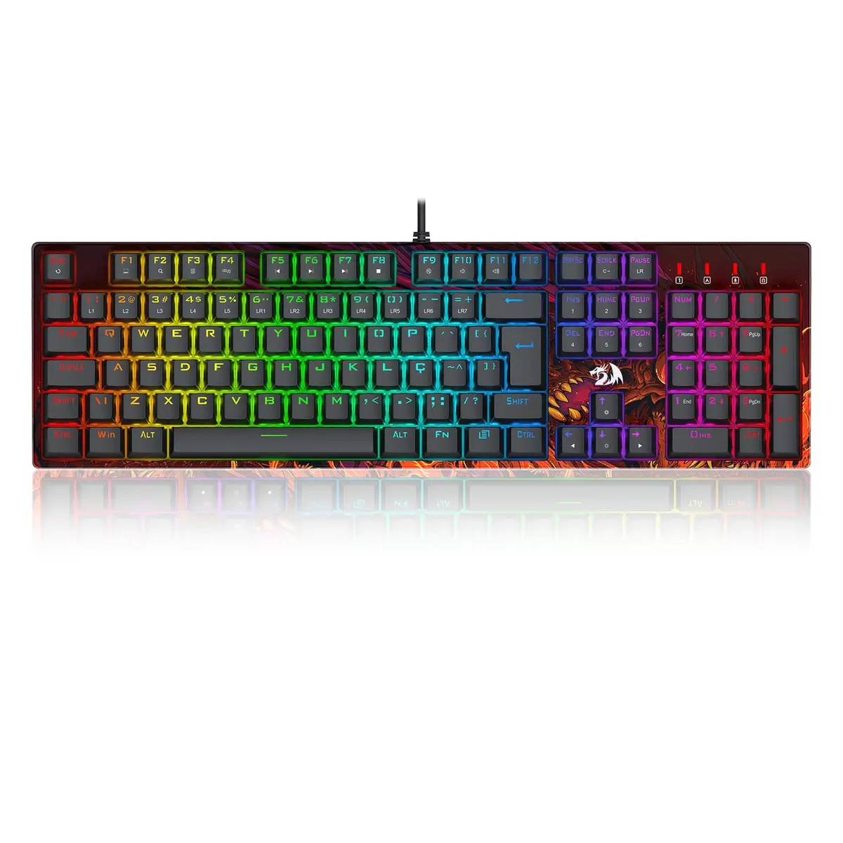 Teclado Óptico Redragon Infernal Dragon Viserion V2 RGB Switch Marrom ID582 V2 (PT-BROWN)