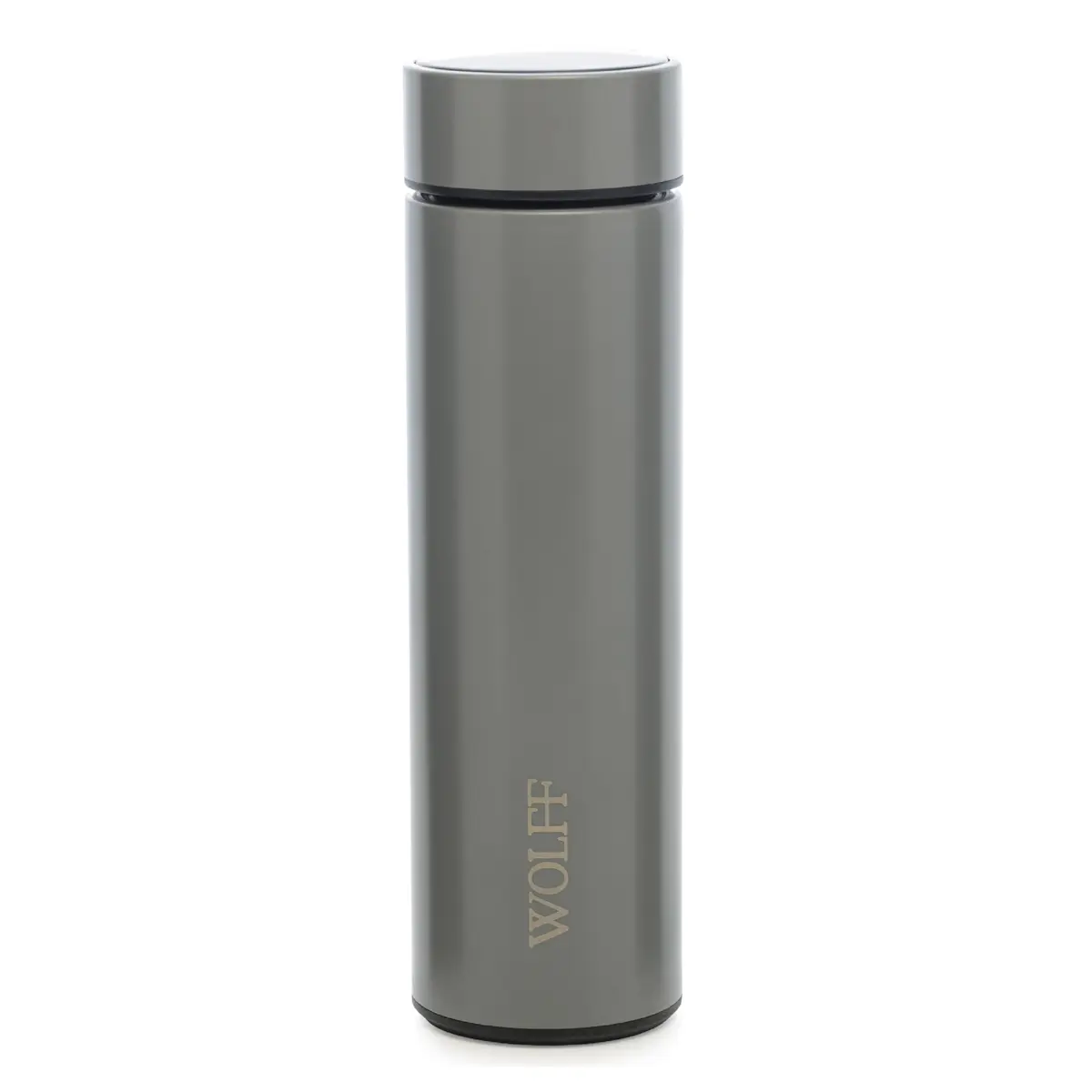 WOLFF - Garrafa Térmica de Aço Inox com Termômetro em Led 500ml Cinza - Conserva Bebidas Quentes e Frias