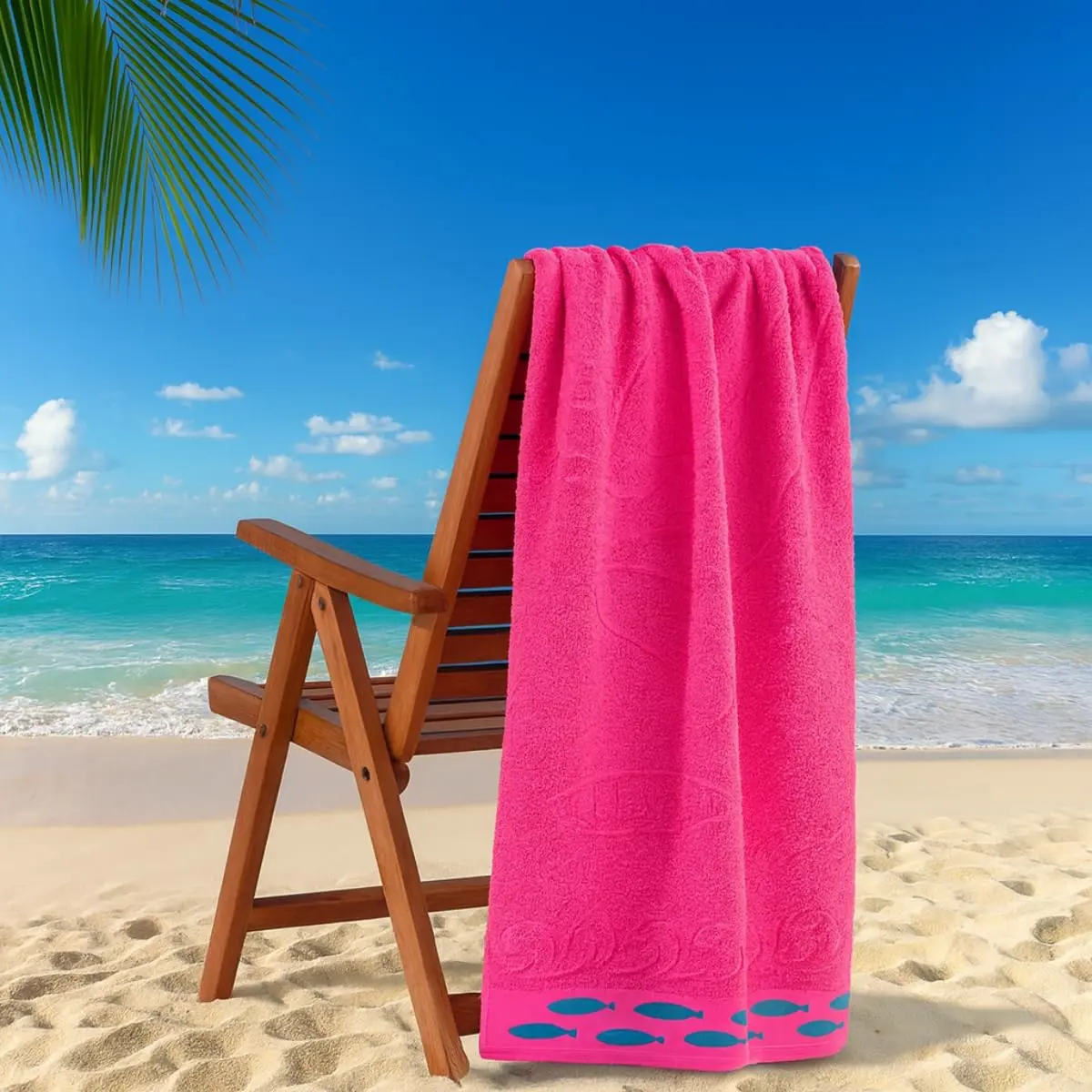 Toalha de Praia Piscina Banhão 80cm X 1,60m Algodão Macia 420g/m² (Pink)