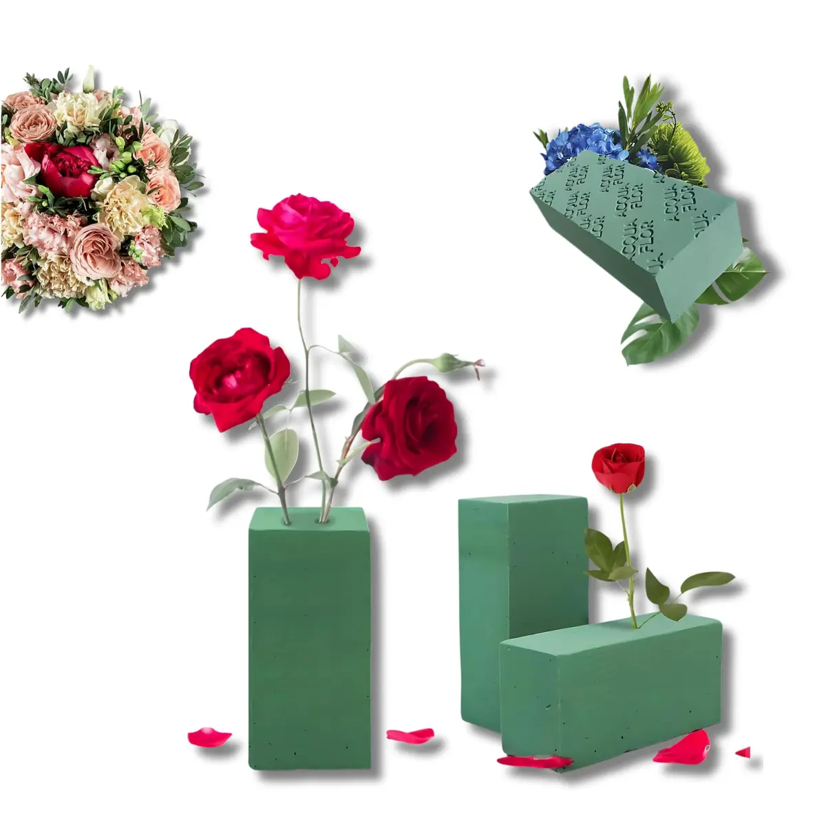 Kit Espuma Floral Esponja Retangular Tijolinho 6 Un 23x10x7cm – Corte Fácil, Absorve Água, Ideal para Decoração com Flores Naturais (6) - 1