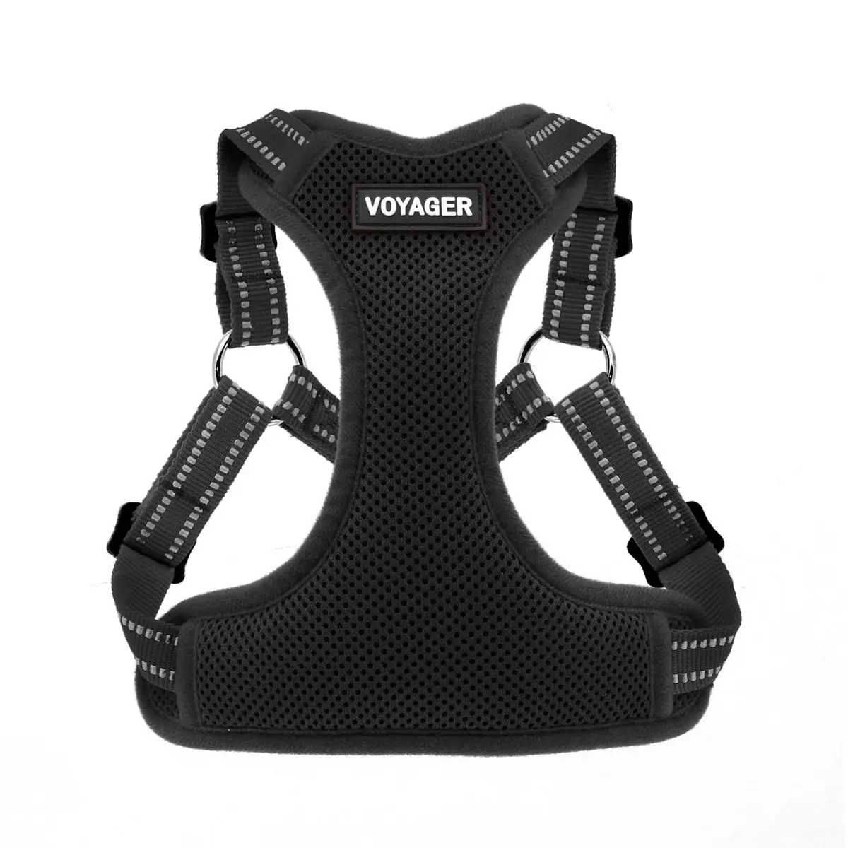 Peitoral para Cães Best Pet Supplies Voyager, Preto, Tamanho GG | Respirável, Sem Puxão, Ajustável, Refletivo, Fácil de Vestir