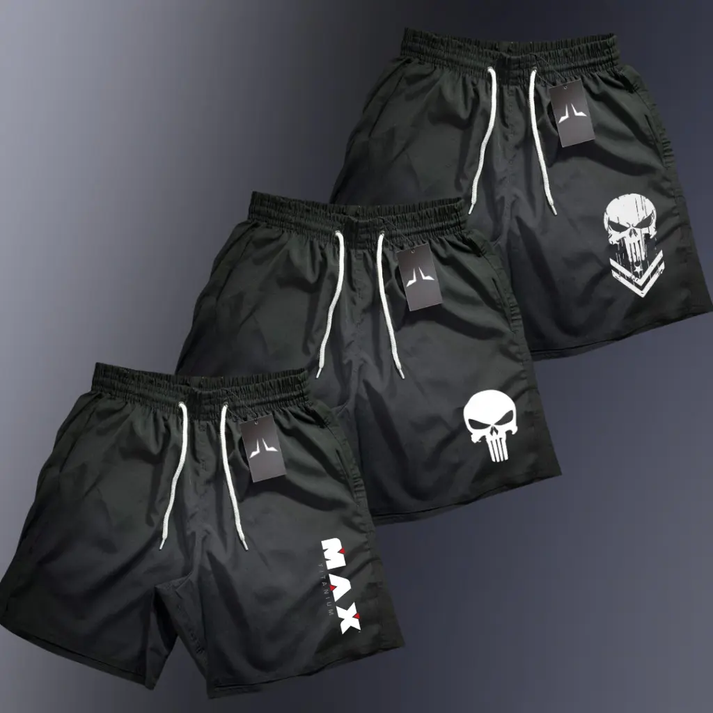 3 Shorts TACTEL Masculino MIX JUSTIC Bermuda Premium Academia Praia Corrida - 1