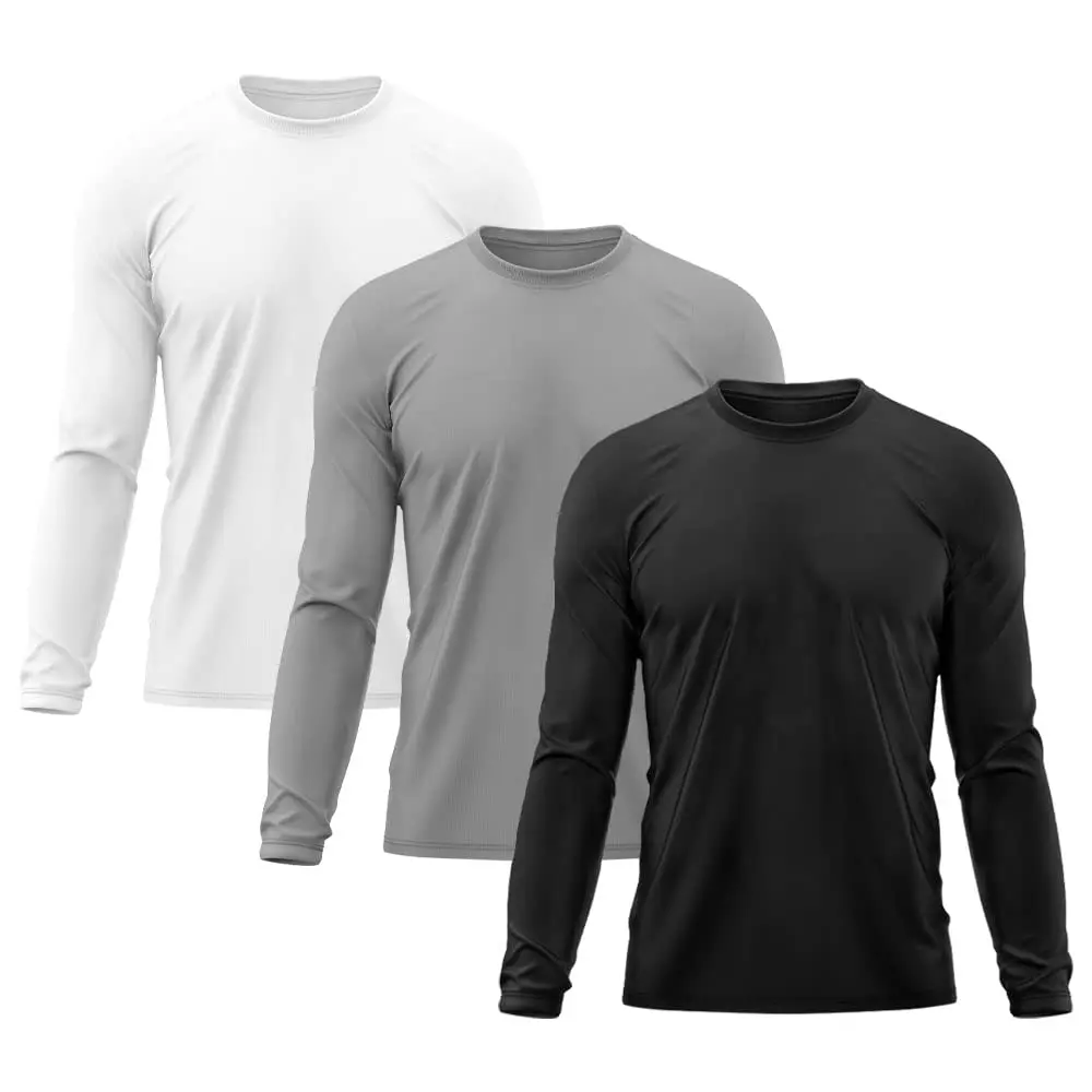 Kit 3 Camisetas Manga Longa Masculina Proteção Solar Esporte
