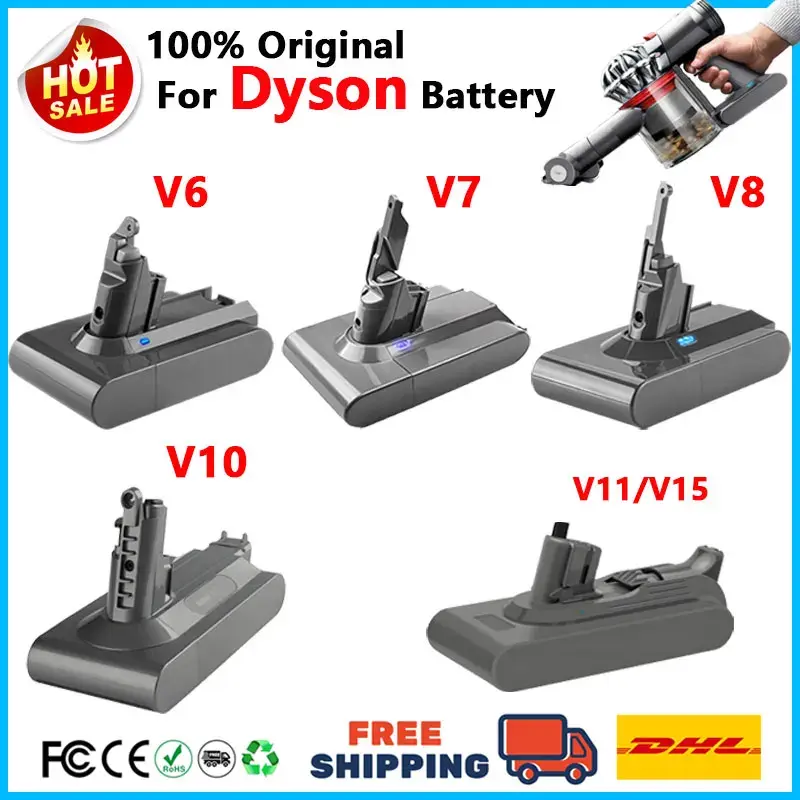 Bateria Recarregável para Aspirador de Pó Dyson V6 V7 V8 V10 V11 V15 Series SV07 SV09 SV10 DC62 Absolute Fluffy Animal Pro