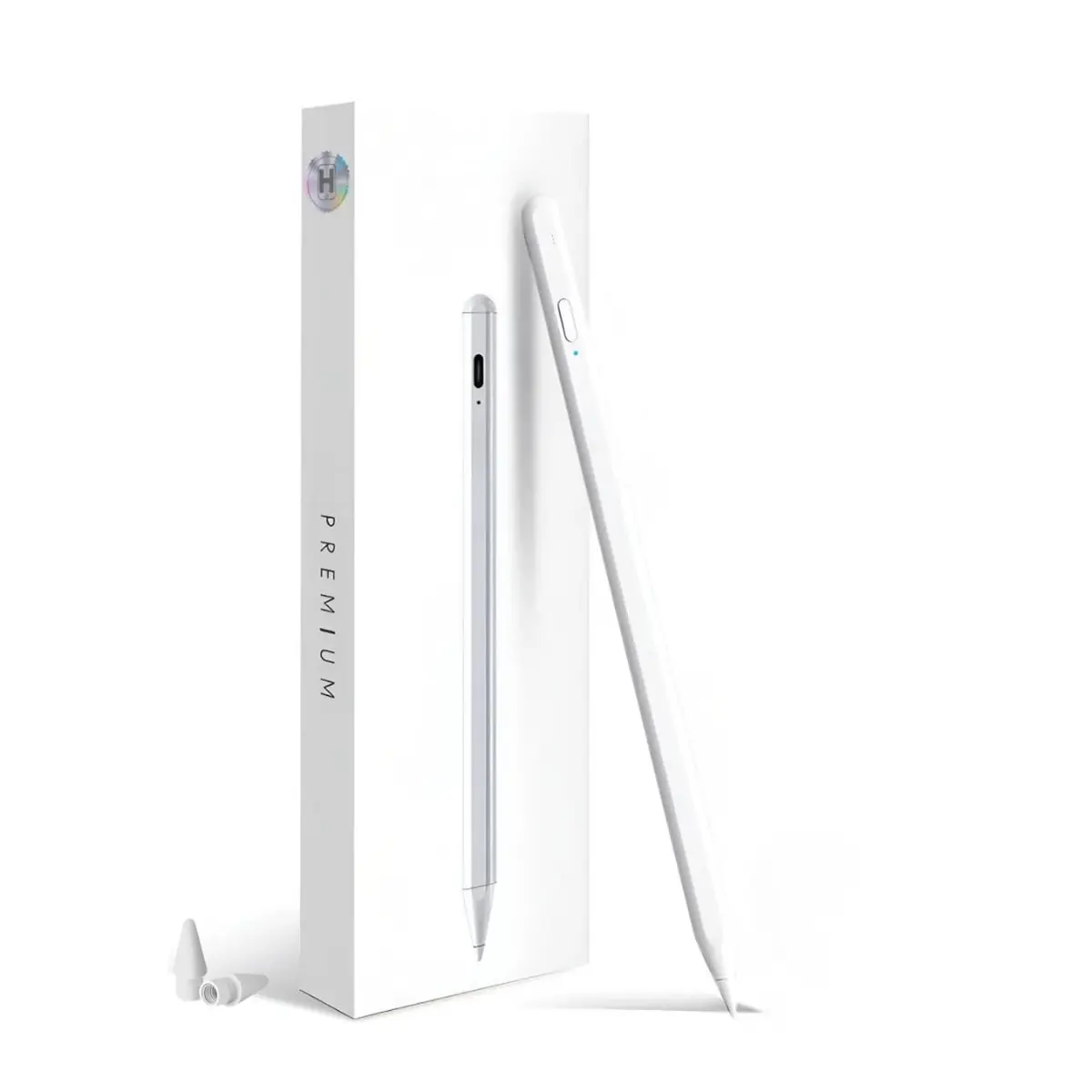 Caneta Pencil Para Ipad 6, 7, 8, 9, 10, 11 A16, Air, Mini, Pro - Com Palm Rejection, Magnética, Ponta de Alta Precisão, Bateria de Longa Duração, Auto-Hibernação e Duas Pontas Extras - 1