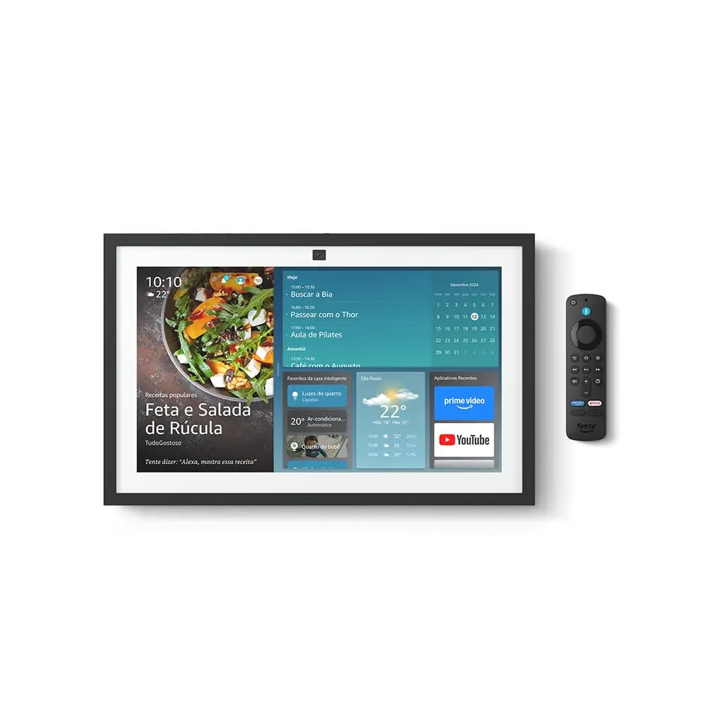 Echo Show 15 (Geração mais recente) | Smart display Full HD de 15,6” com Alexa, experiência Fire TV e controle remoto por voz, com Acesso Antecipado à Alexa+