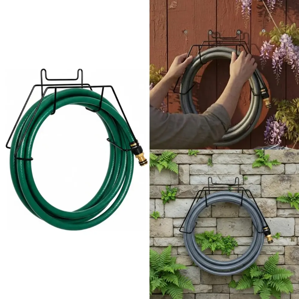 Suporte de Mangueira de Parede - Organizador de Mangueira em Aço para Parede Externo - Amel (Preto) - 1