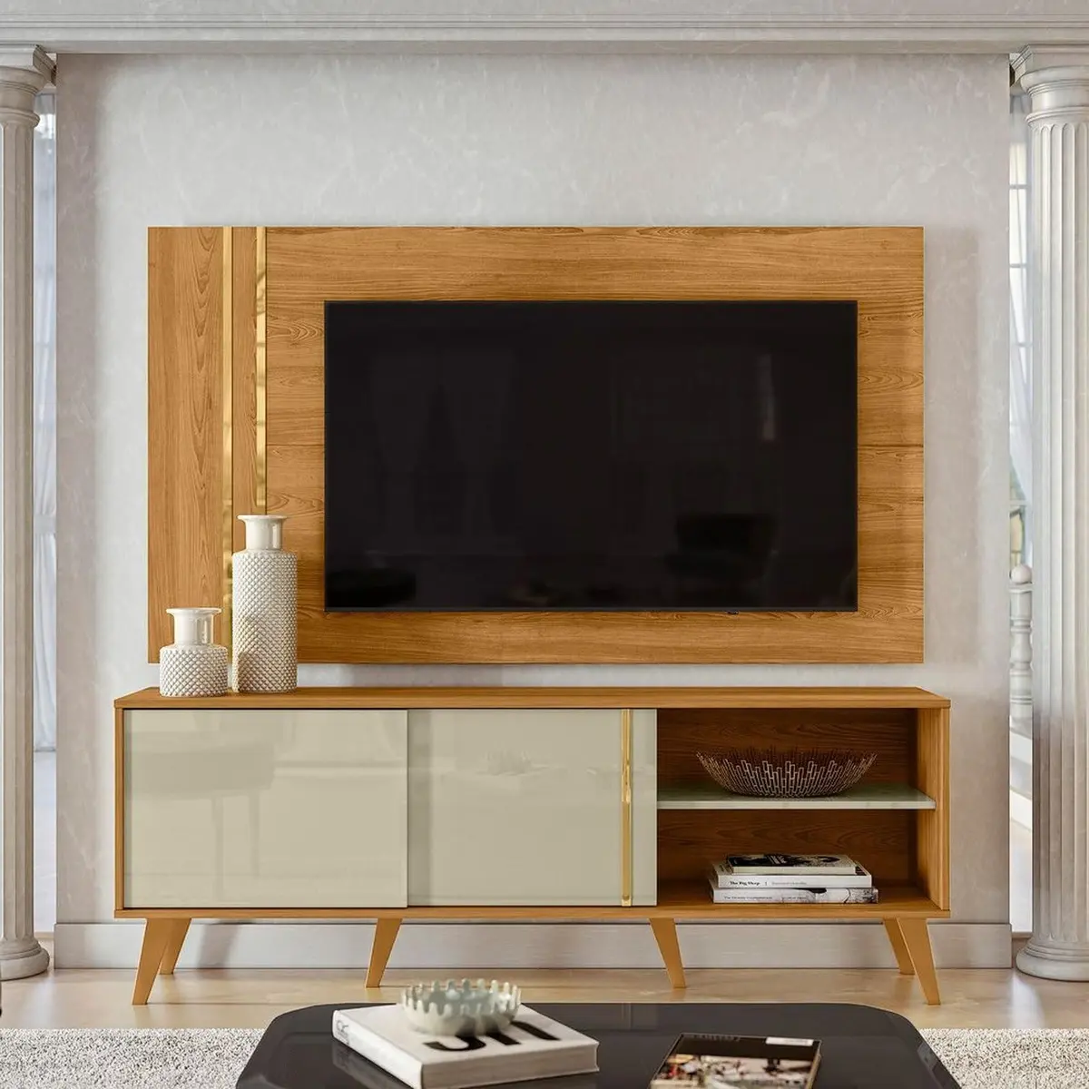 Rack com Painel para Tv até 65 Polegadas 2 Portas Cronos Cumaru/opala