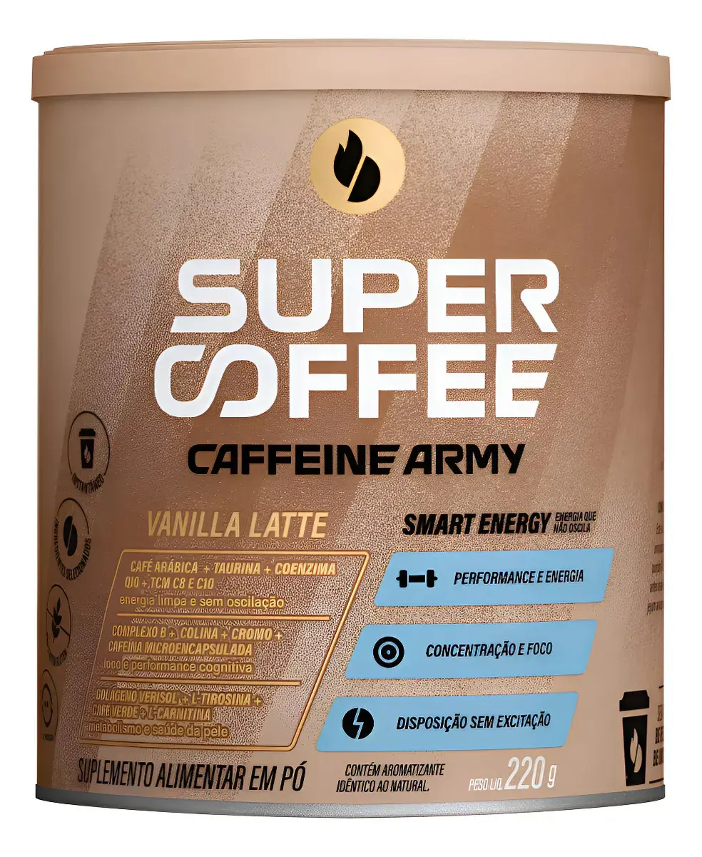 Supercoffee Vanilla Latte Caffeine Army, Suplemento de Energia em Pó com 220g