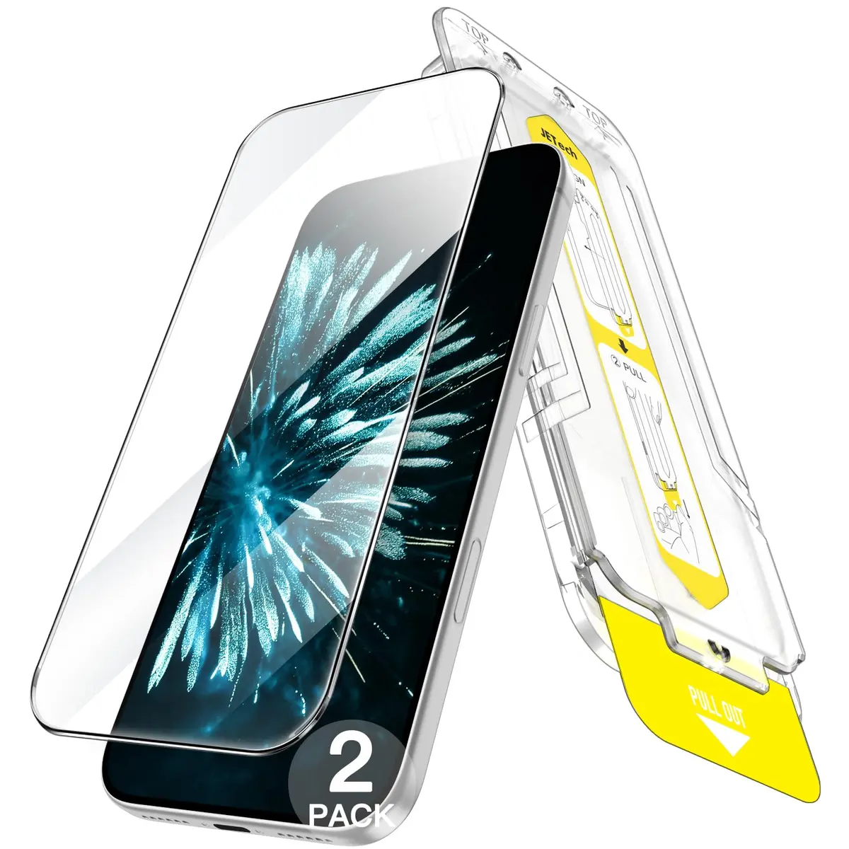 JETech Protetor de Tela para iPhone 18 Pro Max/17 Pro Max, 2 Unidades | Kit de Instalação Super Rápida em 10 Segundos, Vidro Temperado, Anti-Impressão Digital, HD Transparente, Compatível com Capa - 1
