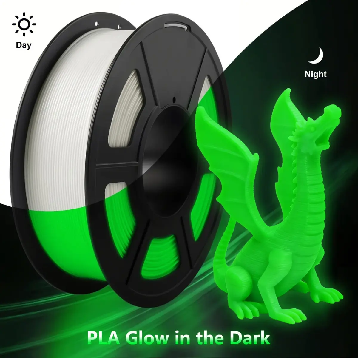 Filamento PLA Luminoso 200G 1.75mm que Brilha no Escuro, Material Plástico PLA 1.75mm para Impressão 3D, Envio Rápido