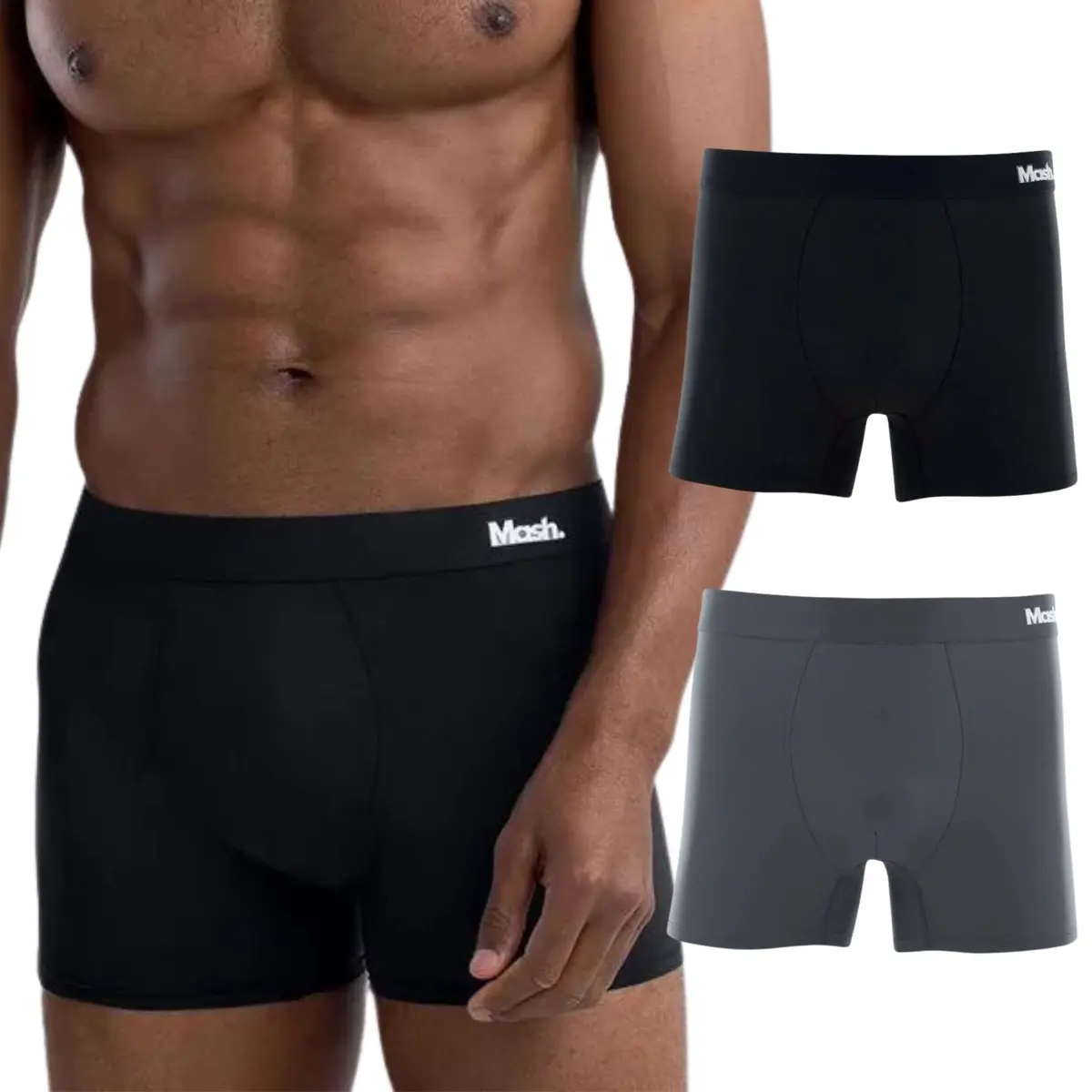 Kit 2 Cuecas Boxer Mash Poliamida Toque Gelado Microfibra Esportiva Dry Minimalista