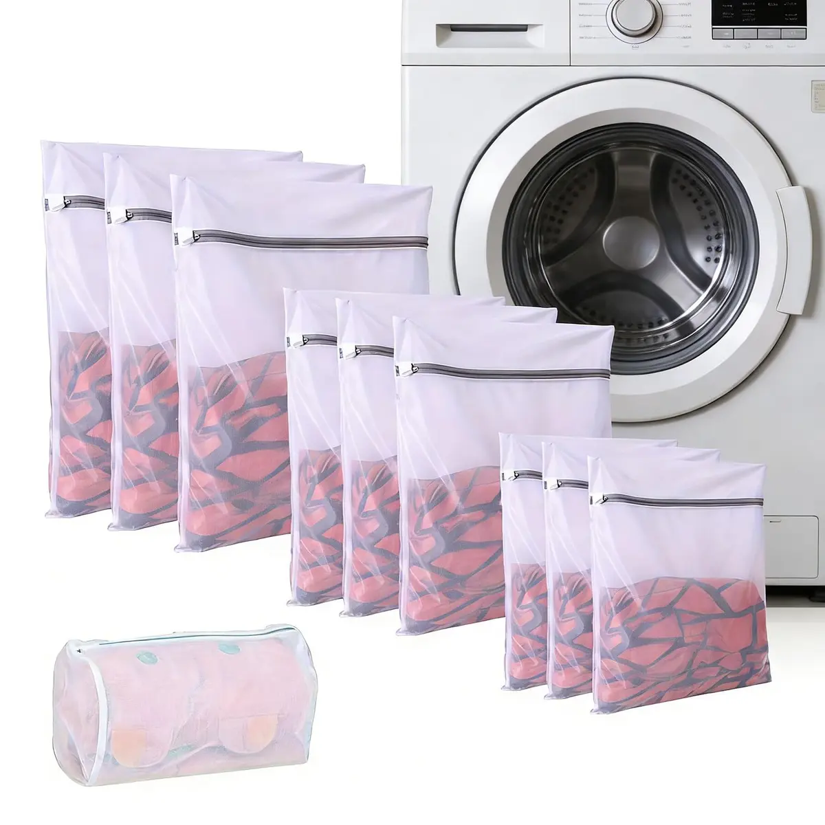 Kit 10 Sacos para Lavar Roupas Delicadas na Máquina de Lavar, Duráveis | Proteção Total Contra Danos e Desgaste | Zíper Reforçado | Perfeito para Roupas Íntimas – Qualidade Premium