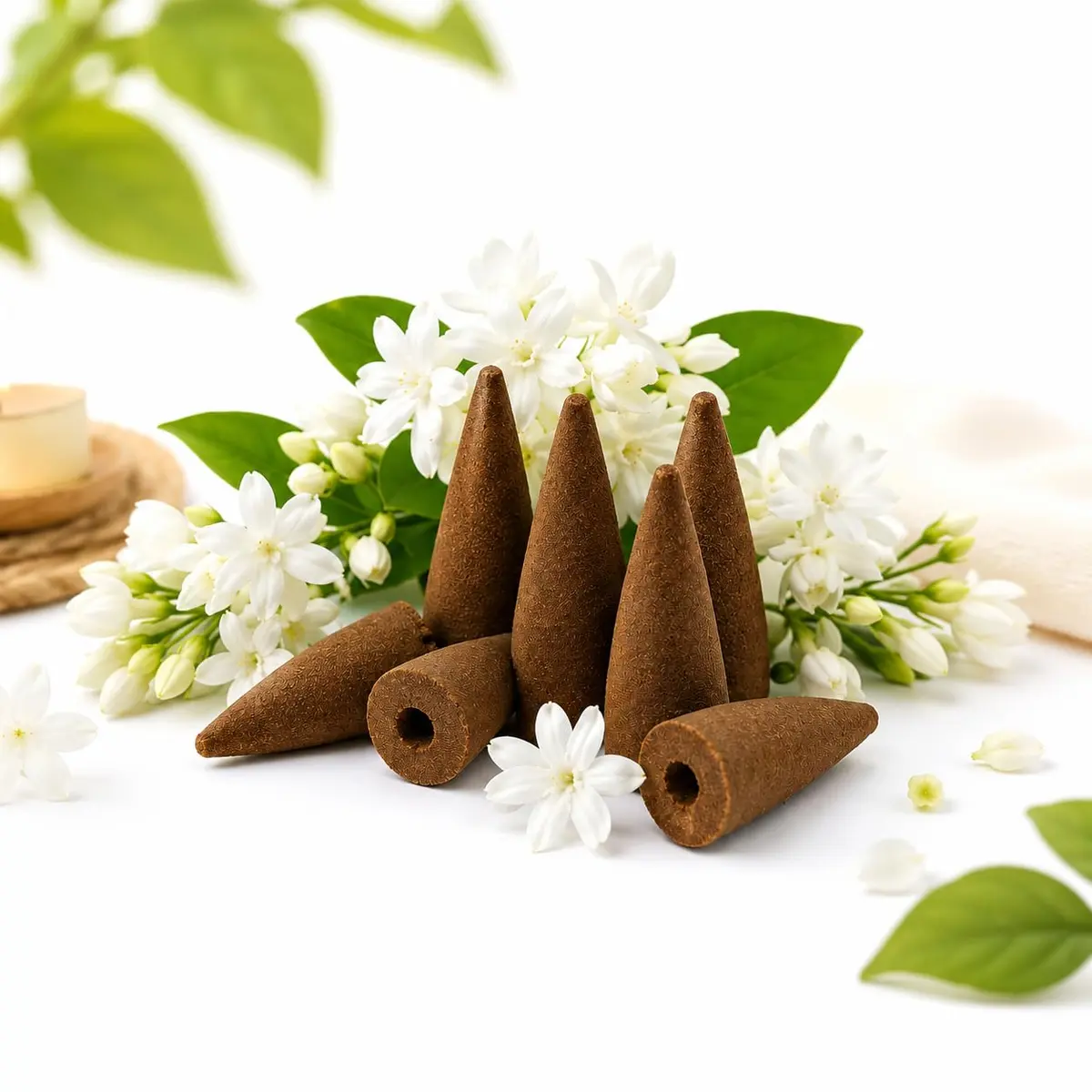 Incenso Cone Jasmim Premium para Relaxamento e Aromaterapia (com 10 cones) - 1