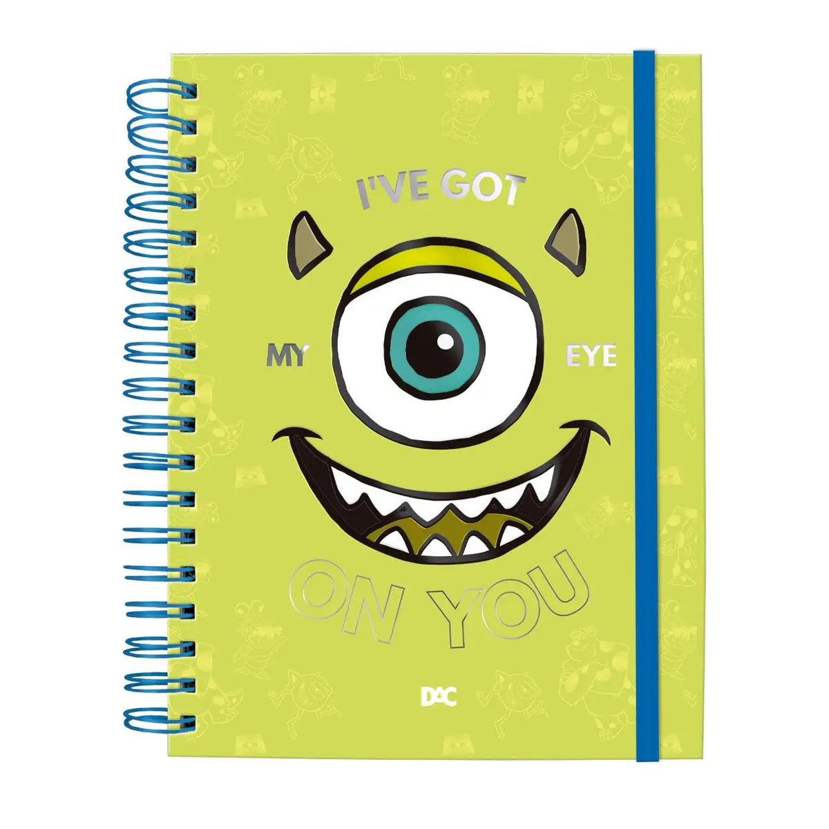 DAC - Caderno Smart Colegial (Pequeno) com 80 folhas Reposicionáveis (90g) Monstros S.A. - Fechamento em Elástico, 177 x 240 mm