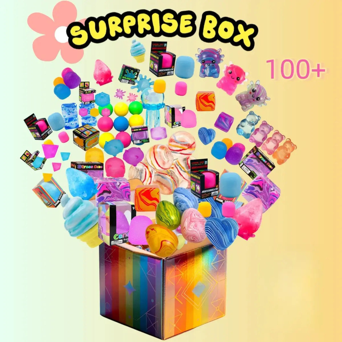 Mais de 100 Peças de Figuras Squishy Sortidas em Caixa Surpresa, Brinquedos Fidget Macios de Crescimento Lento com Cabeça de Moai, Panda e Coelho para Alívio do Estresse - 1