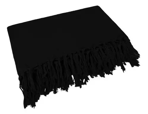 Manta Para Sofá Gigante Decorativa Em Algodão Cor Preto