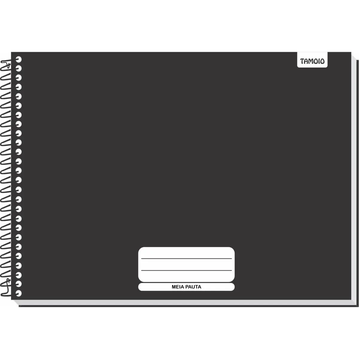 Kit de Cadernos de Desenho, Tamoio, Universitário, Capa Dura, Meia Pauta, Liso Preto, 96 Folhas, Pacote com 4
