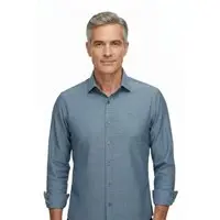 Camisa Manga Longa Amil Bard Modelagem Slim Tecido Passa Fácil 1863 Petróleo - 1