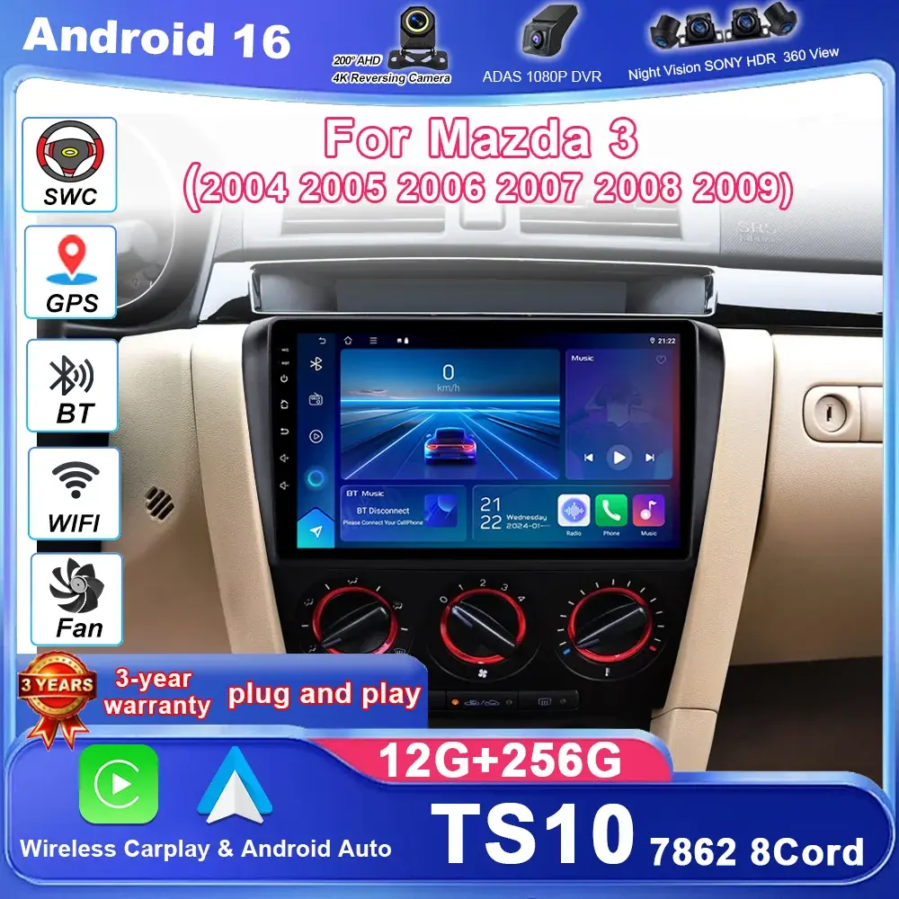 Android para mazda 3 2004 2005 2006 2007 2008 2009 rádio do carro multimidia player navegação gps carplay sistemas inteligentes do carro 4g