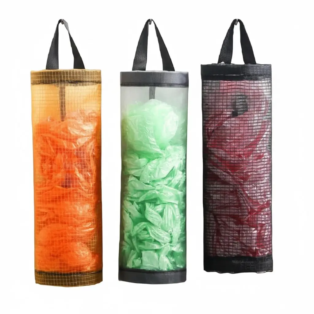 Puxa Saco Organizador Porta Sacolas Plásticas para Cozinha Nylon Preto - 1