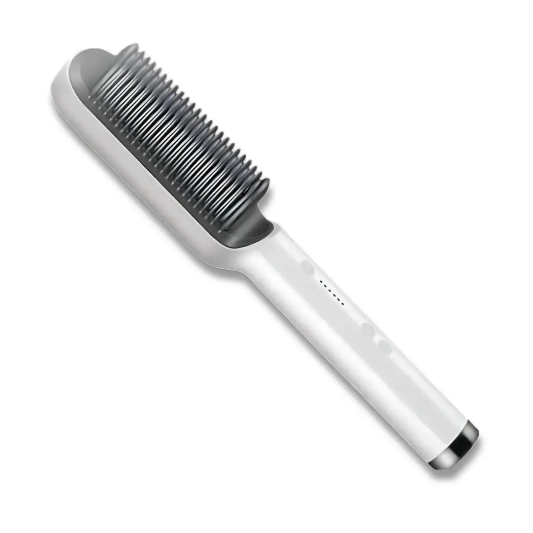 Escova Alisadora Elétrica Portátil Bivolt com Aquecimento Rápido – Alisa e Modela Cabelos Lisos e Ondulados com Efeito Profissional – Compacta, Leve e Eficiente para Uso Diário - 1