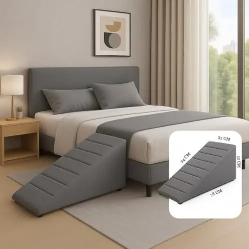Rampa para Cães e Gatos Subirem no Sofá e Cama Box, CINZA | Material Resistente e Durável: Confeccionada com materiais de para garantir a segurança e a longa durabilidade - 1