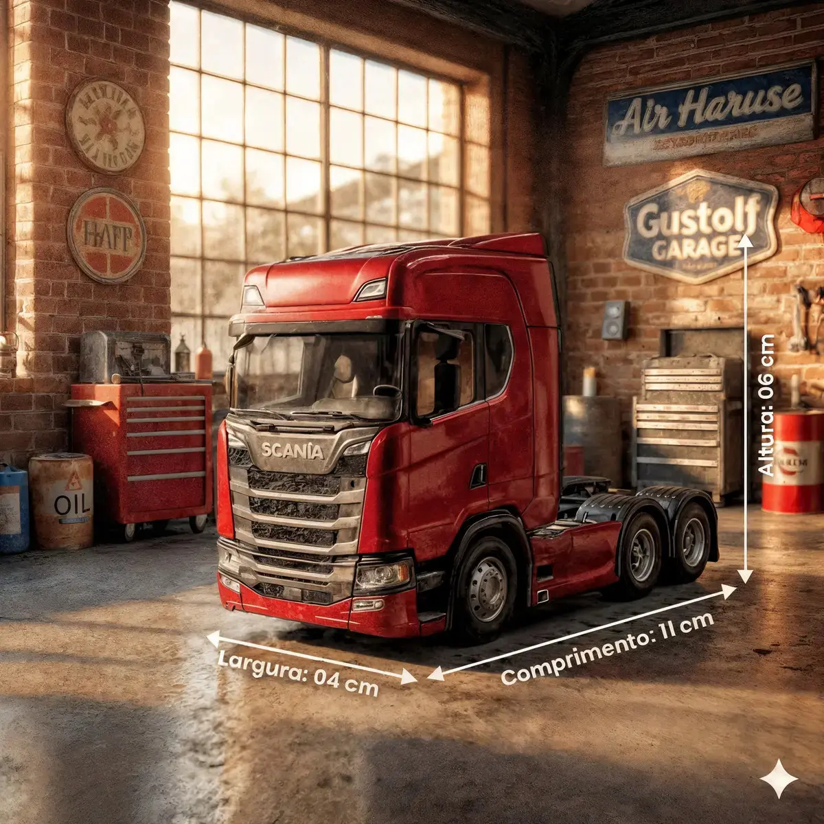 Miniatura Caminhão Scania V8 770s Vermelho Trucado Com Som E Luz Brinquedo Colecionável Premium Ligeiro thumbnail 2