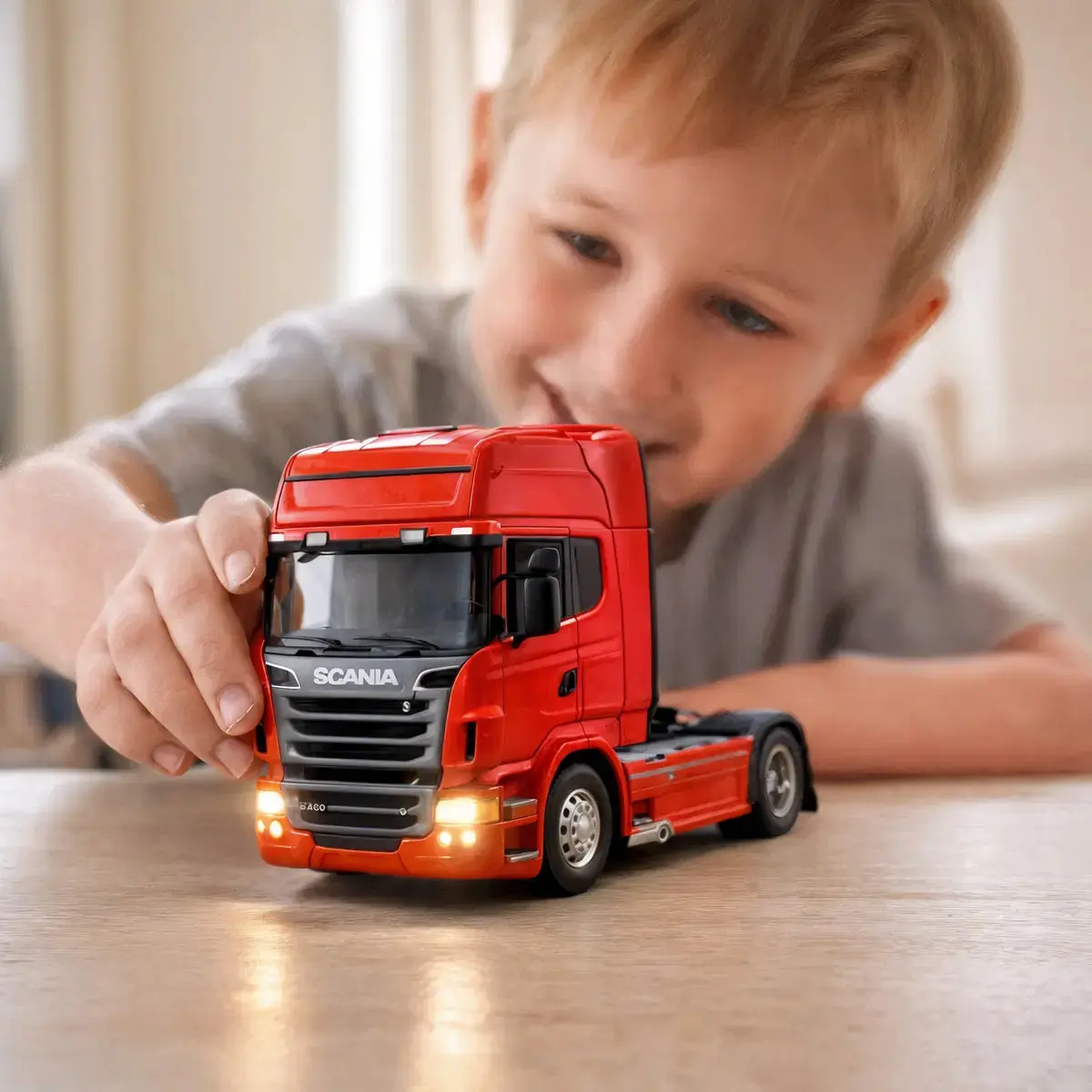 Miniatura Caminhão Scania V8 770s Vermelho Trucado Com Som E Luz Brinquedo Colecionável Premium Ligeiro thumbnail 4