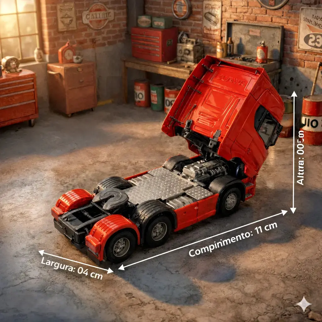 Miniatura Caminhão Scania V8 770s Vermelho Trucado Com Som E Luz Brinquedo Colecionável Premium Ligeiro thumbnail 5
