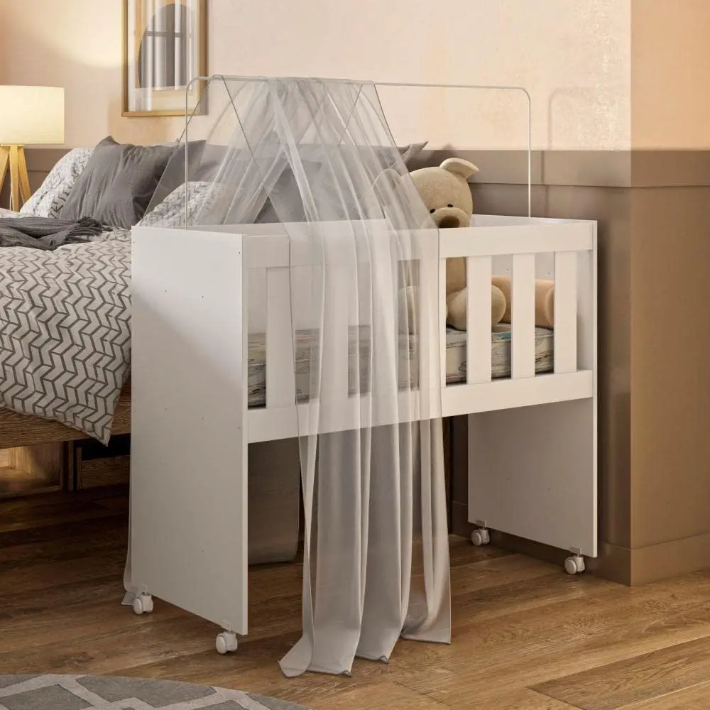 Mini Berço Multifuncional 5 em 1 com Colchão Ariel Tigus Baby Branco - 1