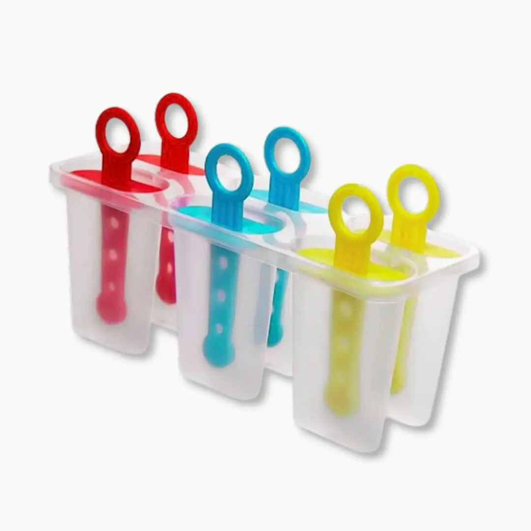 Forma de Picolé Caseiro 6 Cavidades com Cabos Coloridos – BPA Free, Ideal para Receitas Naturais e Sobremesas Divertidas
