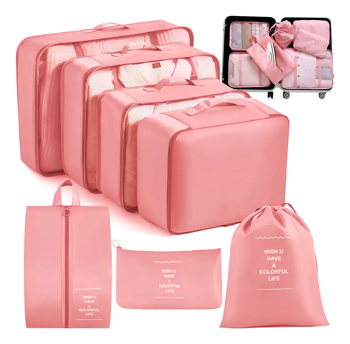 Kit Organizador de Mala com 7 Necessaires Impermeáveis para Viagem - 1