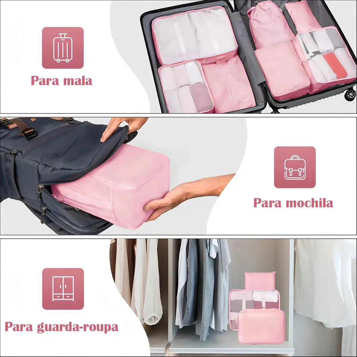 Kit Organizador de Mala com 7 Necessaires Impermeáveis para Viagem thumbnail 8