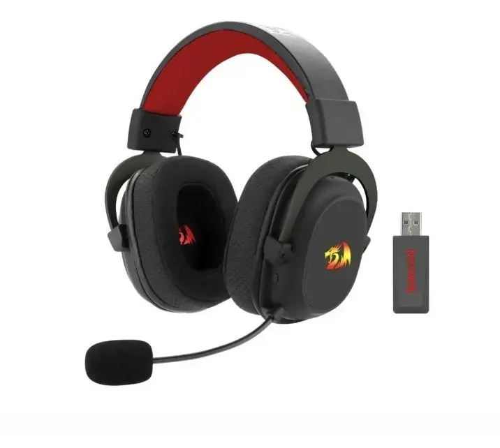 Fones de ouvido para jogos sem fio Redragon H510-PRO H510-PRO pretos com luz LED thumbnail 2