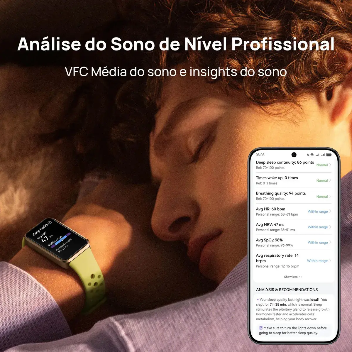 Smartwatch HUAWEI Band 10 Caixa de Polímeros Duráveis Análise do Sono em Nível Profissional Assistente de Bem-estar Emocional Relógio Smartwatch Compatível com Android e iOS Preto thumbnail 4