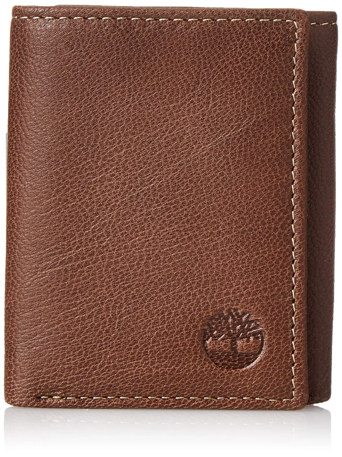 Timberland Carteira masculina de couro genuíno com bloqueio de RFID com três dobras, Marrom, tamanho nico