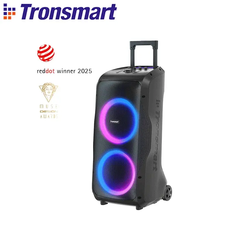 Tronsmart Caixa de Som Halo 300 caixa de som bluetooth potente do brasil, Alto-falante Partybox 240W com entrada de guitarra/mic/XLR, TWS, 20H de reprodução, rolos de portabilidade e para, caixinha de som, Frete grátis