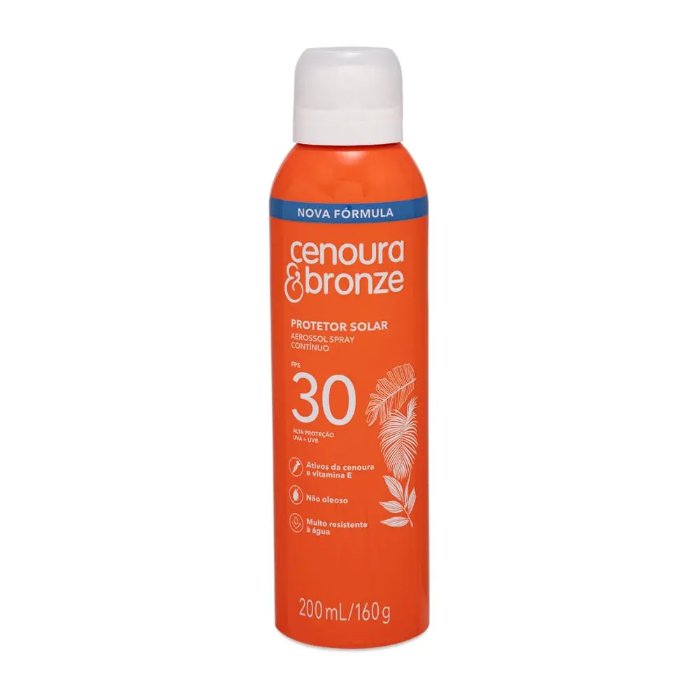 Protetor Solar Aerossol Spray FPS 30 Cenoura & Bronze 200ml - 1