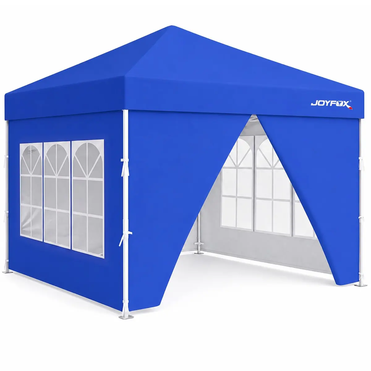 Joyfox Tenda Gazebo 3x3m Sanfonada com 4 Paredes Laterais, Barraca Transformável para 5-6 Pessoas, Toldo Dobrável Impermeável com Proteção UV para Camping, Viagens e Eventos - Azul Marinho