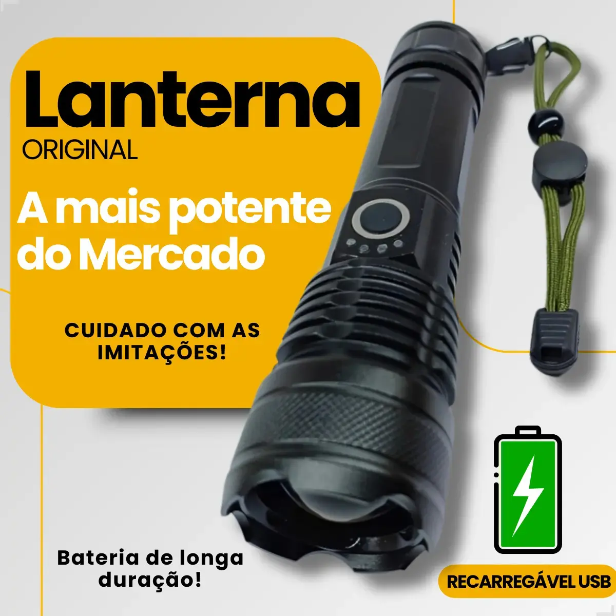 Lanterna Mais Forte Do Mundo Recarregável Tática Potente T9 - Apfer thumbnail 2