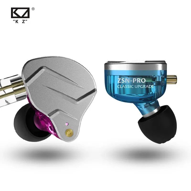 KZ ZSN Pro Fones de ouvido intra-auriculares tecnologia híbrida 1BA + 1DD HIFI Bass Metal Fones de ouvido esportivos com cancelamento de ruído Monitor - 1